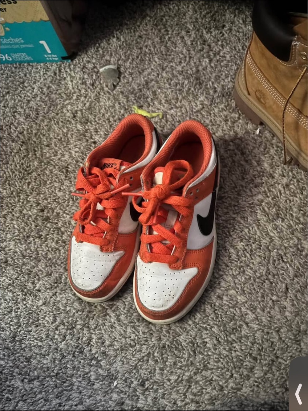 Nike Kids Orange, White and Black Low-Top Sneakers